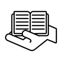 hand with text book line style icon vector