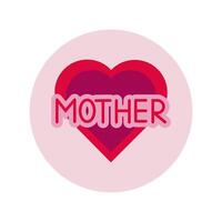 mother day heart block and flat style icon vector