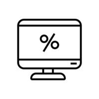 computer desktop with percent symbol line style icon vector