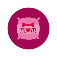 mother day pillow with heart block and flat style icon vector