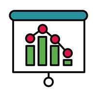 statistics bars in paperboard line and fill style icon vector