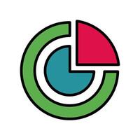statistics pie line and fill style icon vector