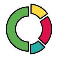 statistics pie line and fill style icon vector