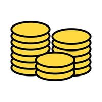 pile coins money dollars line and fill style vector