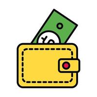 bills money dollars in wallet line and fill style vector