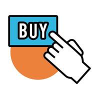 buy button with hand index line and fill style vector