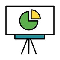 statistics pie in paperboard line and fill style icon vector