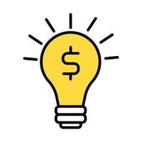 bulb with dollar symbol line and fill style vector