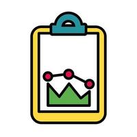 statistics infographic in clipboard line and fill style vector