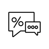 speech bubble with percent symbol line style icon vector
