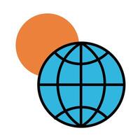 sphere browser line and fill style icon vector