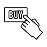 botón de compra con estilo de línea de índice de mano vector