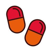 capsules drugs line and fill style icon vector