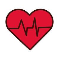 icono de estilo de relleno y línea de cardio del corazón vector
