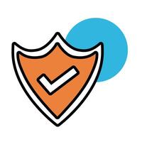 shield security with check symbol line and fill style icon vector