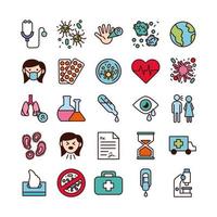 bundle of covid19 set icons vector