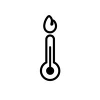 thermometer temperature measure with flame line style vector