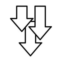 arrows down line style icon vector
