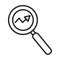 arrow statistics with magnifying glass line style vector
