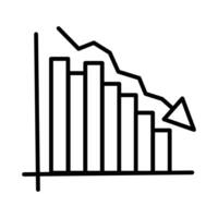 statistics bars with arrow down line style icon vector