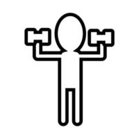 human silhouette lifting dumbbells line style icon vector