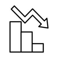 statistics bars with arrow down line style icon vector