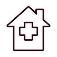 house with cross medical line style vector