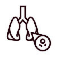 lungs with covid19 virus particle line style vector