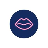 female lips neon lights icon vector