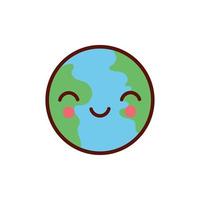 Lindo icono de personaje de cómic kawaii planeta tierra vector