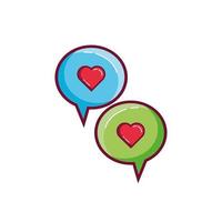 happy valentines day speech bubbles with hearts line and fill style vector
