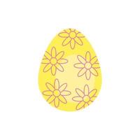 easter egg painted with flowers flat style vector