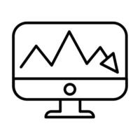 desktop with arrow statistics line style icon vector