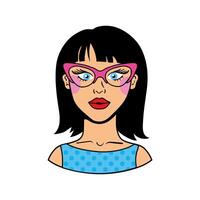 mujer con gafas icono de estilo pop art vector