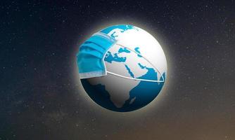 Concept of Earth globe with Mask, Save the Earth, During the epidemic covid-19 photo