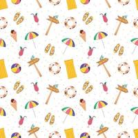 Cute bright seamless summer pattern with items for the sea and vacation.. Decorative elements for printing, textiles, wrapping paper and design vector