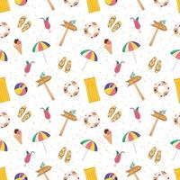 Cute bright seamless summer pattern with items for the sea and vacation.. Decorative elements for printing, textiles, wrapping paper and design vector