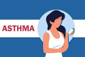 asthmatic girl inhaler vector