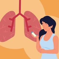 asthmaric woman lungs vector