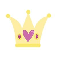 crown with heart hand draw style icon vector