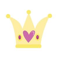 crown with heart hand draw style icon vector