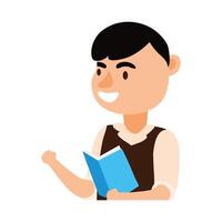 male teacher worker reading book character vector