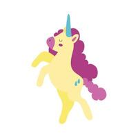cute unicorn magical character hand draw style icon vector