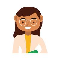 teacher female worker with eyeglasses character vector