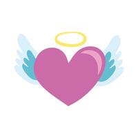 heart with halo and wings hand draw style icon vector