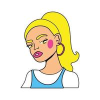 icono de estilo de arte pop de mujer rubia vector