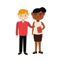 interracial teachers couple workers characters vector