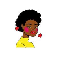 afro woman pop art style icon vector