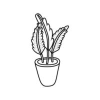 planta de la casa en icono de estilo de línea de olla de cerámica vector