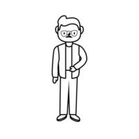 male teacher wearing eyeglasses worker character line style icon vector